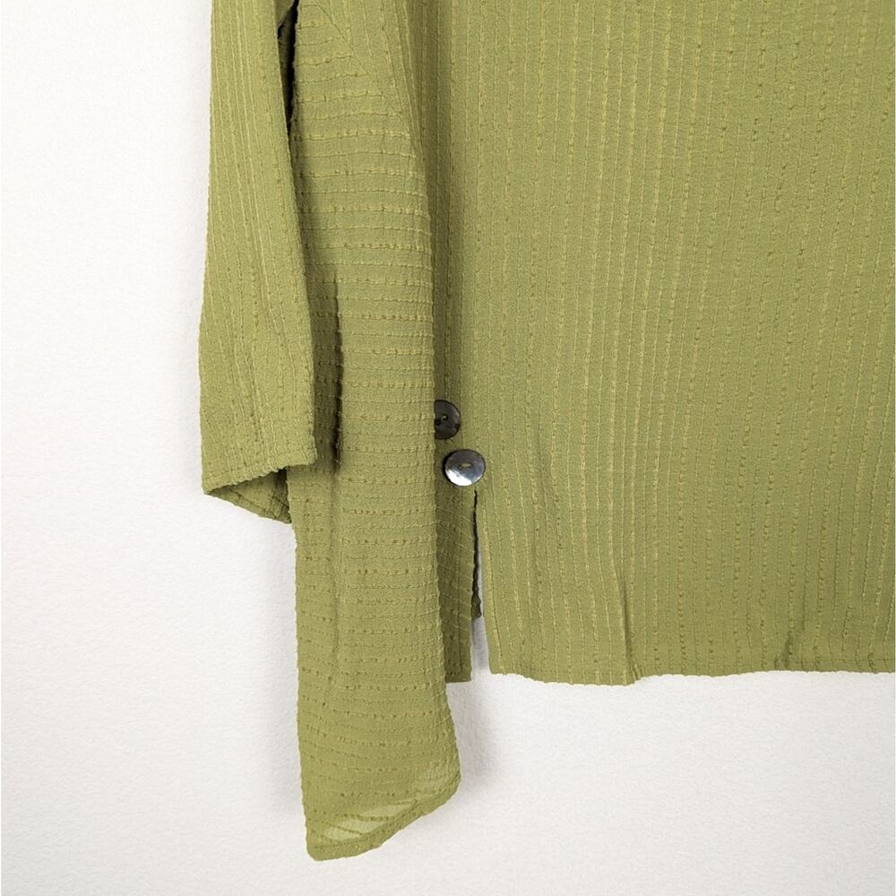Niche Nilgun Derman Tunic S Green Textured Stripe Relaxed Artsy Blouse - Picture 4 of 6